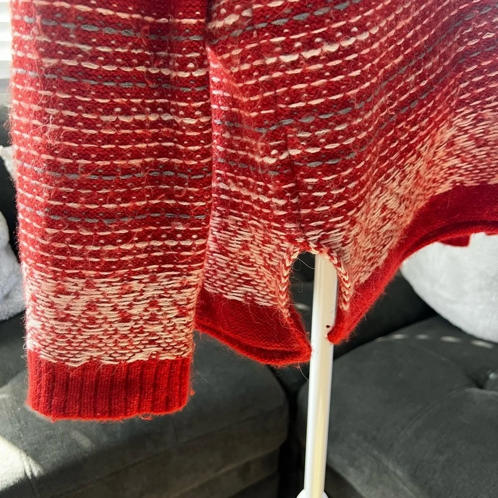 Free People Red and Gray Reindeer Sweater